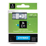 Teip Dymo, D1 12 mm x 7 m, valge l&auml;bipaistval