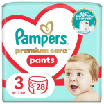 P&uuml;ksm&auml;hkmed Pampers Premium Care Pants, Suurus 3, 28 M&auml;het, 6 - 11 kg