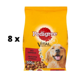 Koera kuivtoit PEDIGREE Adult, veise- ja linnulihaga, 500 g x 8 tk. pakett