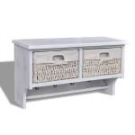 Valge puidust seinariiul riidepuuga, 2 korvi, 4 konksu