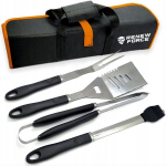 Grilli tarvikute komplekt, terasest t&ouml;&ouml;riistad 4-in-1 koos &uuml;mbrisega