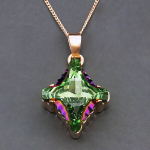 Naiste kaelakee DiamondSky "Crystal Rhombus II (Peridot Scarabaeus Green)" Swarovski kristallidega