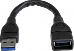 USB 3.0 A kuni A pikenduskaabel 15 cm - USB A kuni USB A pikendus 15 cm - M/F - Must - USB3EXT6INBK