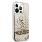 GUHCP13XLG4GGO Guess TPU Big 4G Liquid Glitter Gold Case iPhone 13 Pro Max jaoks l&auml;bipaistev