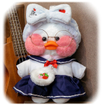 Pehmest pl&uuml;&uuml;sist part lalafanfan valge lipsuga, 32 cm