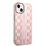 Telefoni&uuml;mbris Karl Lagerfeld Monogram Vertical Stripe - iPhone 14 Plus, roosa
