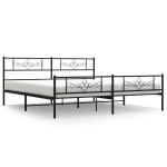 vidaXL metallist voodiraam peatsi ja jalutsiga, must, 180x200 cm