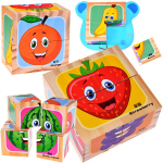 Puidust klotsid Puuviljade puzzle 4 klotsi 6 pilti ZA4793