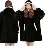 Pleed, kapuutsiga sviiter 2in1, must