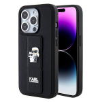 Karl Lagerfeld Gripstand Saffiano Karl&Choupette Pins iPhone 15 Pro kaitse&uuml;mbris - must