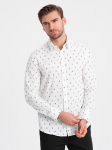 meeste slim fit mustriga puuvillane s&auml;rk - valge v2 om-shcs-0151