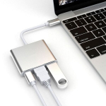 Alumiiniumist adapter 3in1 USB-C on HDMI 4K, USB 3.1, USB-C-Silver
