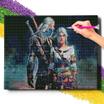 Teemantmosaiik 5D Diamond Painting Oh Art! Witcher Heralt ja Ciri, 40x50 cm