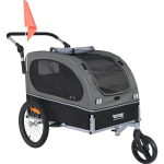 2 &uuml;hes jalgrattahaagis ja l&uuml;kandkorv lemmikloomadele Vevor, 40 kg, hall/must