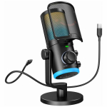FIFINE AmpliGame AM6 juhtmega mikrofon RGB valgustuse | USB