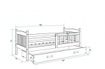 Lastevoodi BMS95BP, 80x160 cm, valge/hall