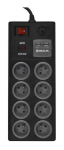 REAL-EL FRS-8F USB Charge Toitejuhe liigpingekaitsega 2x USB 3 m Must