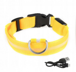 Koera kaelarihm LED veekindel USB kaabel kollane XL 52-60cm, &Scaron;unų antkaklis LED vandeniui atsparus USB kabelis geltonas XL 52-60cm