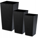 3x lillepoti komplekt Lillepoti sisestus Lillealus k&otilde;rge aed must 57cm
