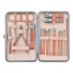 Manik&uuml;&uuml;r Pedicure Face Kit Travel 18 tk roosa kuld tema jaoks, Manikiūro, pedikiūro, pedikiūro, veido priežiūros rinkinys, 18 dalių, rožinis auksas, skirtas jai