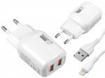 SOMOSTEL POWER CHARGER 2.4A|2xUSB DUAL+KAABEL IPHONE SMS-A139 VALGE