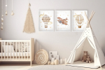 Plakatite komplekt lastetuppa Lennuk &otilde;hupall laste maalid BEige 30x40