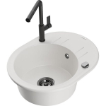 Graniidist valamu Mexen Kevin koos kuivatusresti ​​ja segistiga Flora 6517-20-670401-70-B, valge