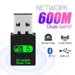 USB WiFi + Bluetooth 5.0 adapter, 600 Mbps