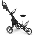 Costway 3-rattaline alumiiniumist golfik&auml;ru vihmavarjuhoidja ja istmega kokkupandav golfik&auml;ru Golf Caddy Grey