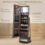 Costway ehtekapp 360&deg; p&ouml;&ouml;rlev peegelkapp t&auml;ispika peegliga 140 x 37 cm Rustikaalne pruun