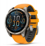 Garmin fēnix&reg; 8 &ndash; 47mm AMOLED Sapphire Titanium with Spark orange/graphite silicone band