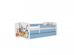 Lastevoodi madratsi ja sahtliga Kocot Kids BabyDreams Blue animals, sinine