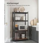 Reguleeritav seisuriiul 4 riiuliga 40 x 80 x 160 cm vintage pruun-must