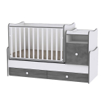 Kasvav voodi kummutiga Lorelli Trend Plus New, 110x62, valge/tumehall