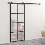 vidaXL liuguks, alumiinium ja ESG-klaas, 76 x 205 cm, must