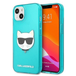 Original KARL LAGERFELD Glitter Shoupette Fluo telefoni&uuml;mbris sobib iPhone 13 Mini, sinine