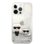 Karl Lagerfeld iPhone 13 Pro / 13 6.1 jaoks KLHCP13LGKCS h&otilde;bedane k&otilde;va &uuml;mbris Liquid Glitter Karl-Choupette
