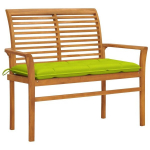 vidaXL aiapink erkrohelise padjaga, 112 cm, toekas tiikpuu