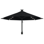 vidaXL seinale kinnitatav p&auml;ikesevari LED-i ja metallpostiga, 300 cm, must