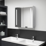 vidaXL LED vannitoa peegelkapp, betoonhall, 62 x 14 x 60 cm
