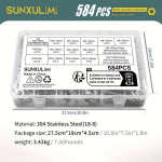 Rasked mutrid-poldid komplekt, 304-M6, M8, M10 (584 PCS)