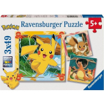 Puzzle Laste - RAVENSBURGER - 3-t&uuml;kiline pusle komplekt 49 t&uuml;kist - Pikachu, Dracaufeu, Evoli - Alates 5. eluaastast - Segasooline