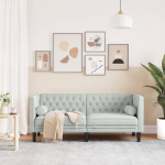 2-kohaline Chesterfield diivan rullpatjadega helehall samet CFE69273