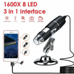 K&auml;eshoitav Usb 8 Led mikroskoop nutitelefonile, 1600x