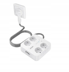 Lencent pikendusjuhe 3m, 4x schuko Eu, 3x Usb A, 1x Usb C valge 3 meetrit