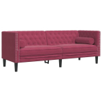 3-kohaline Chesterfield diivan rullpatjadega veinipunane samet CFE16708