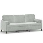 3-kohaline diivan patjadega, helehall, 180 cm, samet CFE88888