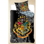 Single Duvet and Pillow Set: Harry Potter - Hogwarts Crest (Black), 140x200cm