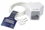 Pikendusjuhe laadija 2m. 3 pesa + usb-a ja usb-c