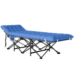 Outsunny matkavoodi kokkupandav matkavoodi koos madratsi padja k&uuml;ljetaskuga 190 x 65 x 37 cm telkimislaud t&auml;iskasvanutele k&uuml;lalisvoodi kuni 150 kg kokkupandav voodi v&auml;ljas, aias telkimine reisimine tumesinine, Mėlyna